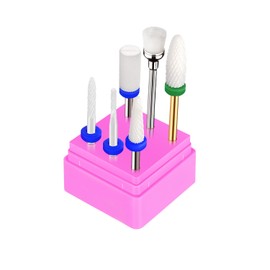 Nail Drill Bits Sets, JCMaster 5pcs Premium Nail Drill Bit for Electric Nail Files, Ceramic Drill Bit 3/32", Professional Polishing Bits for Removing Cuticle Acrylic Gel Nail, Tools for Nail Care