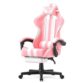 Ferghana Pink Gaming Chair with Footrest,Headrest,Lumbar Support Gamer Chair for Adults Computer Chair
