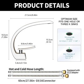 Oersitor Bathroom Sink Faucet Modern Single Hole 1-Handle Faucet Chrome (Chrome)