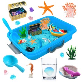 AGENTLAN Cubo Sensorial del Océano, Juguetes de Agua Sensoriales del Océano con Animal Marino para Niños Pequeños y Niñas, Juguetes para Niños Regalo Caja de Arena para Edades 3 4 5 6 7 8