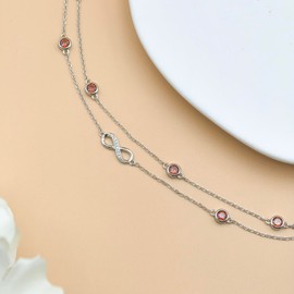 Wasee Bracelet/Anklet for Women 925 Sterling Silver Birthstone Bracelet Birthday Adjustable Anklets Jewelry Gifts for Women, Bracelet/Anlet 6.7''-8.7'', Solid 925 Silver, created garnet