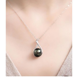 Gznzfjf Black Swan Pearl Pendant Necklace – Silver Plated Elegant Jewelry with Black Pearl Charm for Women (A)