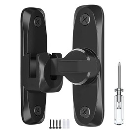 Barn Door Lock, 90/180 Degree Gate Latches, Zinc Alloy Right Angle Door Lock Latch, Barn Door Hasp Latch for Push/Sliding/Barn Door/with a Screwdriver (Black-1Pc)