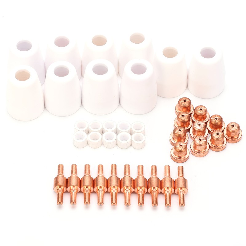 40Pcs Plasma Cutter Consumables Cutting Extended Electrode Electric Nozzle Ceramic