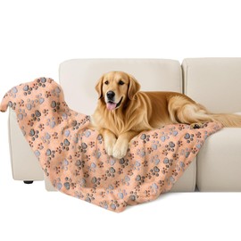 Viiotu Dog Blanket Warm Sleeping Mat, Soft Coral Fleece Pet Blanket, Cute Paw Print Cat Blanket Dog Accessories for Bed Couch Sofa (Coffee, Small (23"x16"))