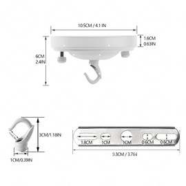 YSGUYILT Ceiling Rose with Hooks Ceiling Canopy White Metal Canopy Lamp Ceiling Plate for Pendant Lamp Canopy for Chandelier Ceiling Rose for Hanging (Pack of 1)