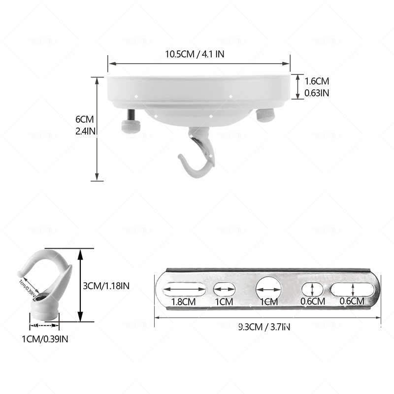 YSGUYILT Ceiling Rose with Hooks Ceiling Canopy White Metal Canopy