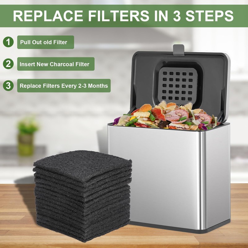 15 Pack Trash Can Odor Filter Refills for Trash Can