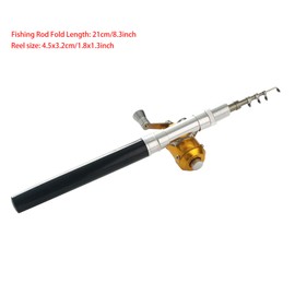 Portable Pocket Telescopic 38inch Mini Pen Shape Fishing Rod and Reel Combos, Pen Shape Folded Fishing Pole with Reel Wheel Suit for River Lake Reservoir Ice Fishing and So On