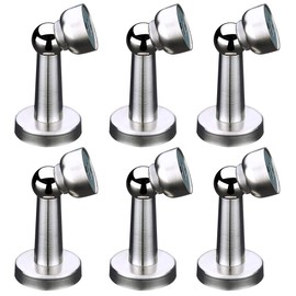6 Pack Magnetic Door Stop, Stainless Steel Door Stopper in Brushed Nickel, Magnetic Door Catch Holder for Wall or Floor Mount with Screws Hold Your Door Open
