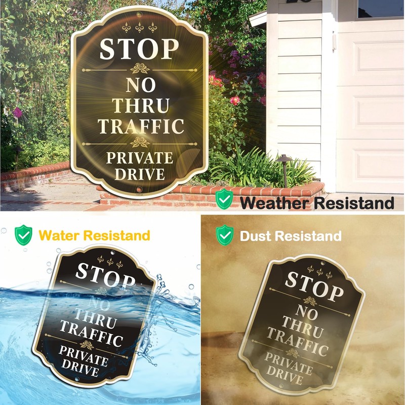 Yuzkouge Stop No Thru Traffic Private Drive Sign - 2