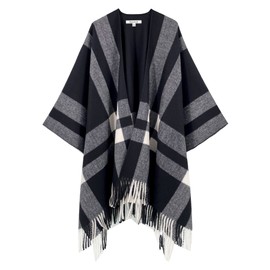 Moss Rose Women's Travel Plaid Shawl Wrap Open Front Poncho Cape for Fall Winter Holiday Gift