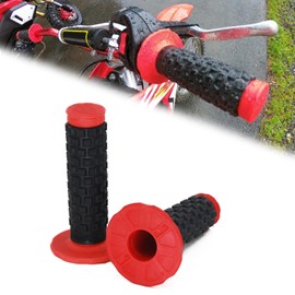 2pcs 7/8" Universal Motorcycle Hand Bar Grips Pillow Grip Anti-Slip Rubber Racing Grip for Dirt Bike Motocross CR80R/85R, CRF150R, CR125R/250R, CRF450R（Red）
