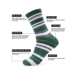 Forony Dress Socks for Men Green Striped Dress Socks Business Socks Mens Dress Socks Size 8-13