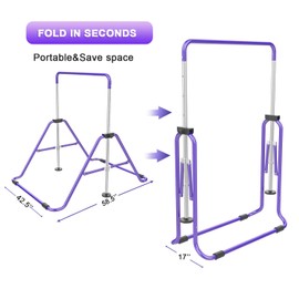 RINREA Gymnastic Bars for Kids with Adjustable Height, Folding Gymnastic Training Kip Bar, Expandable Horizontal Bar for Home