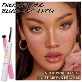 DAGEDA Freckle Blush Makeup Pencil, 2 in 1 Liquid Freckle Pen and Cream Blush,Quick-dry, Lifelike Natural Freckles,Suitable for Natural Sun-kissed Face Makeup 01