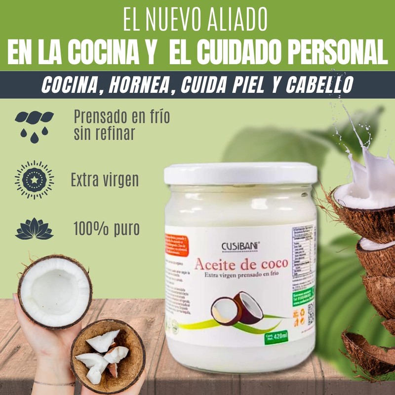 Cusibani | Aceite de coco Extra Virgen, Prensado y Extraído