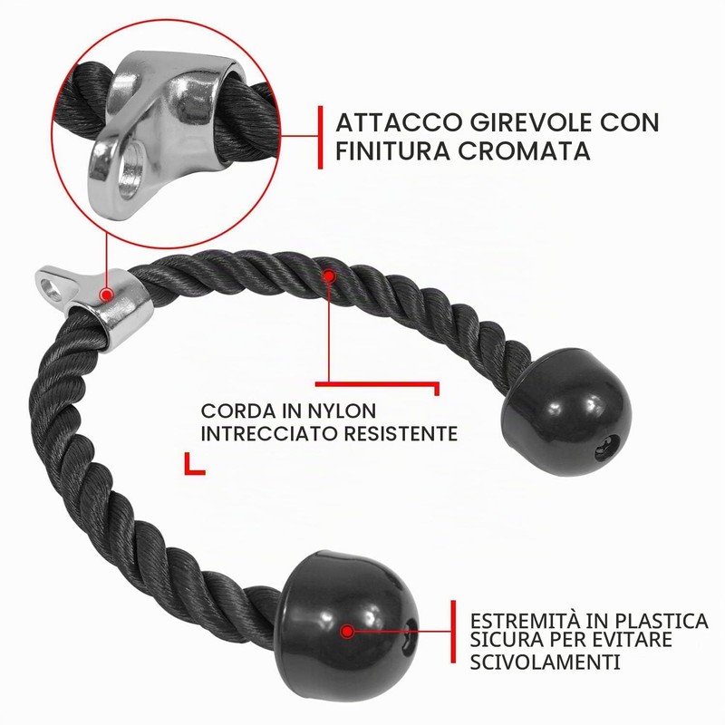 Yes4All SX2G Corda per tricipiti, 68,6 cm - Nero