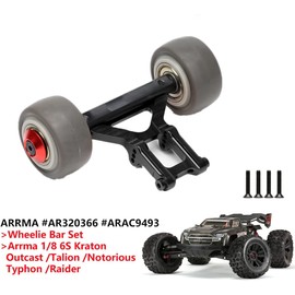 Aluminum Wheelie Bar Set Upgrades Part for Arrma 1/8 Kraton Notorious Outcast Talion Typhon 6S Rc Car AR320366 （Black）