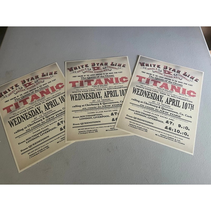 TITANIC April 10, 1912 reprint of first sailing Advertisement for