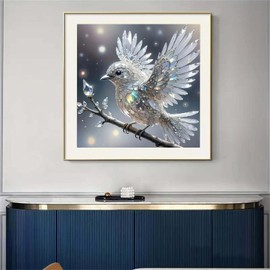 SHICERNHJ Hummingbird 5D Diamond Painting Kits for Adults,Diamond Art Kits White Bird for Beginners,DIY Full Drill Crystal Rhinestone Gem Art Craft Kits for Adults Home Wall Decor 12x12inch