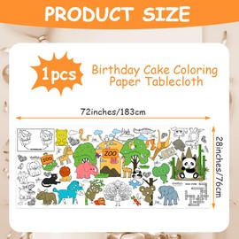 AYESY Zoo Coloring Tablecloth, DIY Kids Party Tablecloth, Giant Colouring Poster Table Cloth for Kids, Boys Girls Birthday Gift, Craft Doodle Art