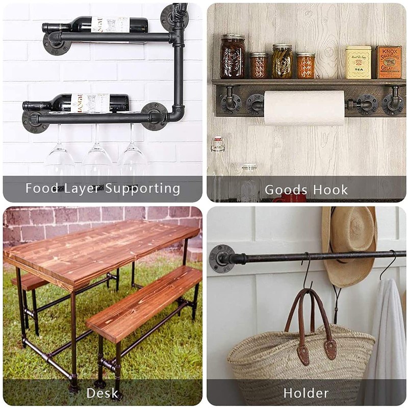 AOYHJA Black Pipe Fitting Bracket Floor Pipe Key clamp Through