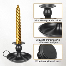Mofunci Vintage Black Candlestick Holders, Iron Taper Candle Holders Set of 2, Candle Sticks Holder Decor for Wedding Party Home Farmhouse Table Decoration