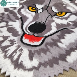 Big Wolf Back Patch Grey - 20.2 x 22.5 cm - Embroidered Patch for Biker Back Patch XXL Patch Iron-On Patch Back Patch for Motorcycle Jackets Coats Leather Vests - High Quality Embroidery