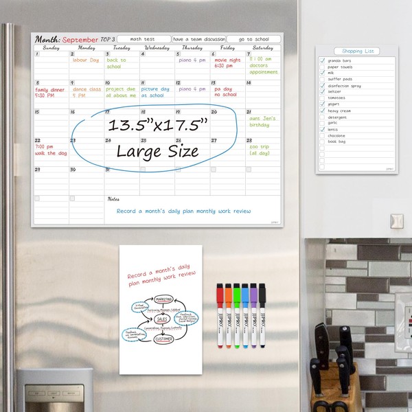 JJPRO Non-Magnetic Dry Erase Calendar for Fridge, Monthly Calendar for