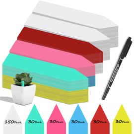 Gucass Pack of 300 Plant Signs with 1 Felt Tip Pen, Plant Stakes for Labelling, Weatherproof, Plug-in Labels, Plant Signs Made of Premium Plastic for Vegetables, Herbs, Flowers (White + Colourful)