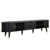 SOFTSEA Modern Fluted TV Stand with Charging Station for 80"+