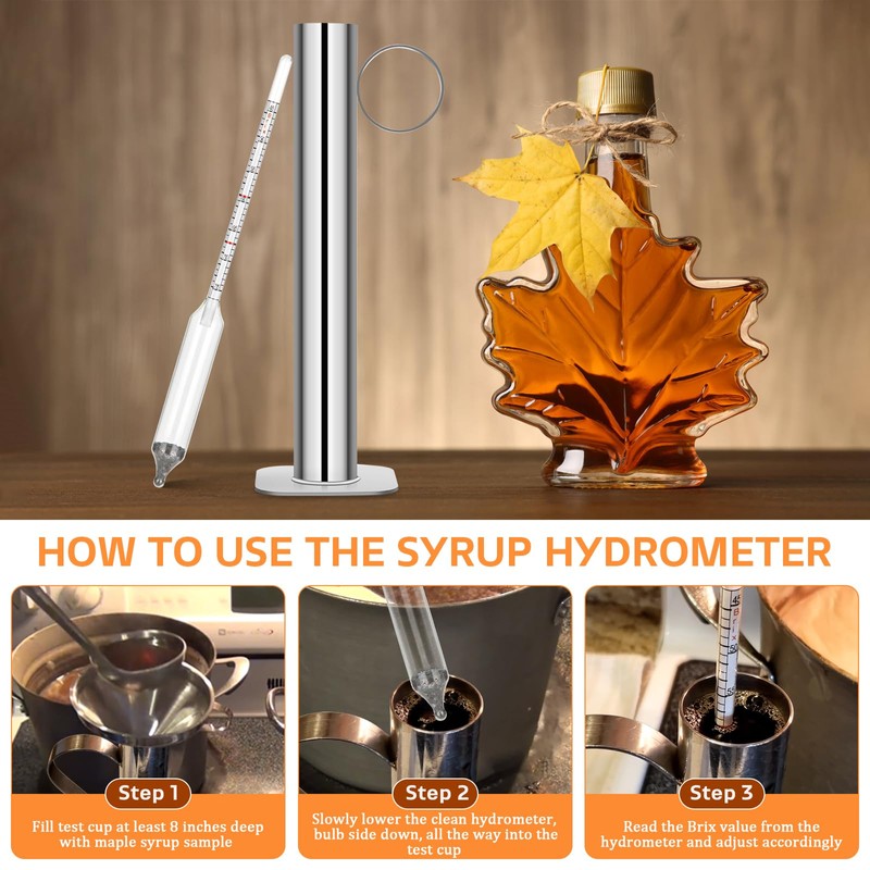 Maple Syrup Hydrometer Test Cup Kit, High Accuracy Hydrometer Maple