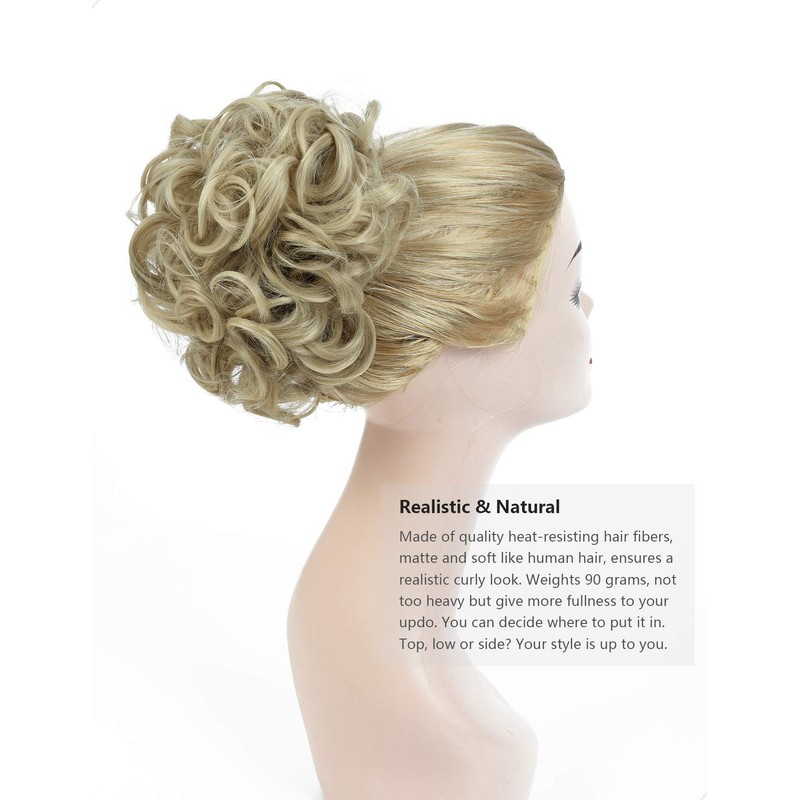 Yamel Chignon Hairpiece Curly Bun Scrunchie Extensions Ash Blonde Synthetic
