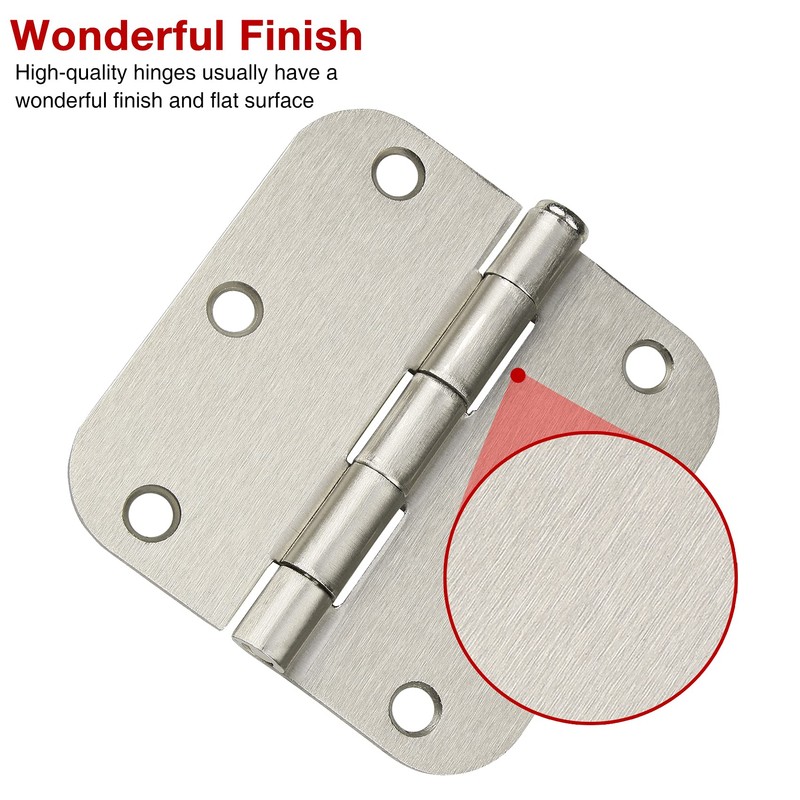 30 Pack Rounded Satin Door Hinges Brushed Nickel 3.5 Inch