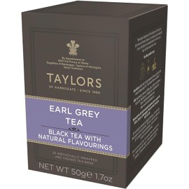Taylors of Harrogate Earl Grey, Black Tea, Individually Wrapped Bags, 20 Count (Pack of 1), Fragrant, Delicate & Light, Caffeinated, Enjoy Hot or Iced, 20 Teabags