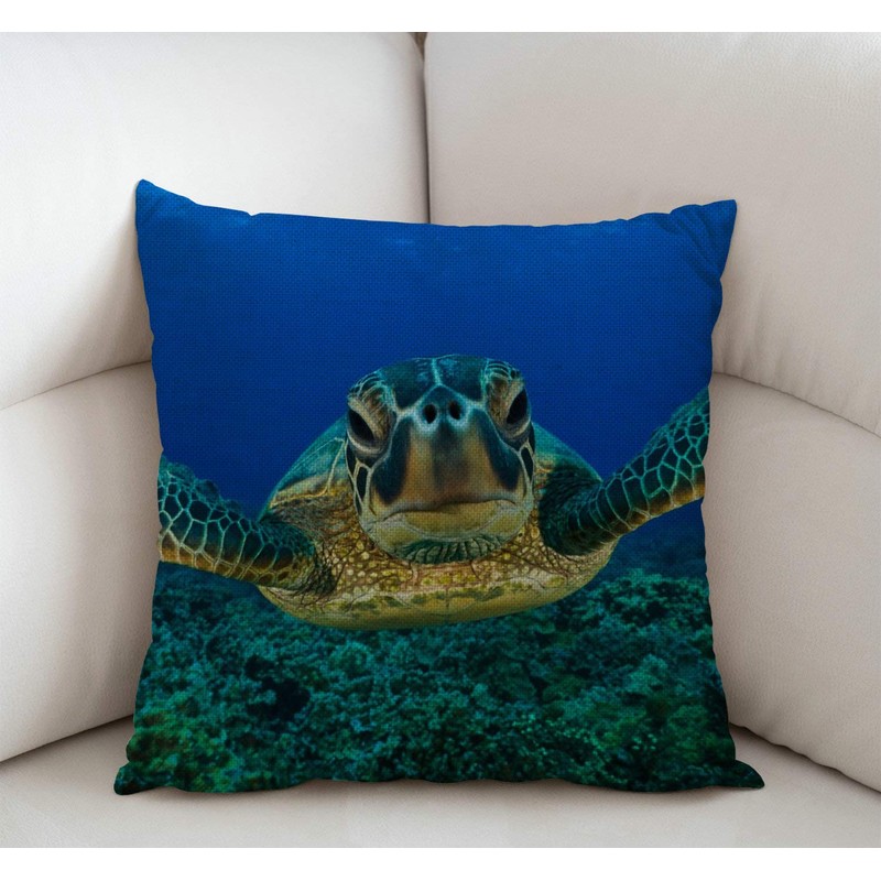 Swono Sea Turtle Cotton Linen Throw Pillow Case Cushion Cover