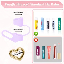 Likesing Chapstick Holder Key Chain, Silicone Lip Balm Holder with Cap Cover, Sleeve Lip Balm Holder Key Chain with Heart-shaped Key Ring(Green Purple)