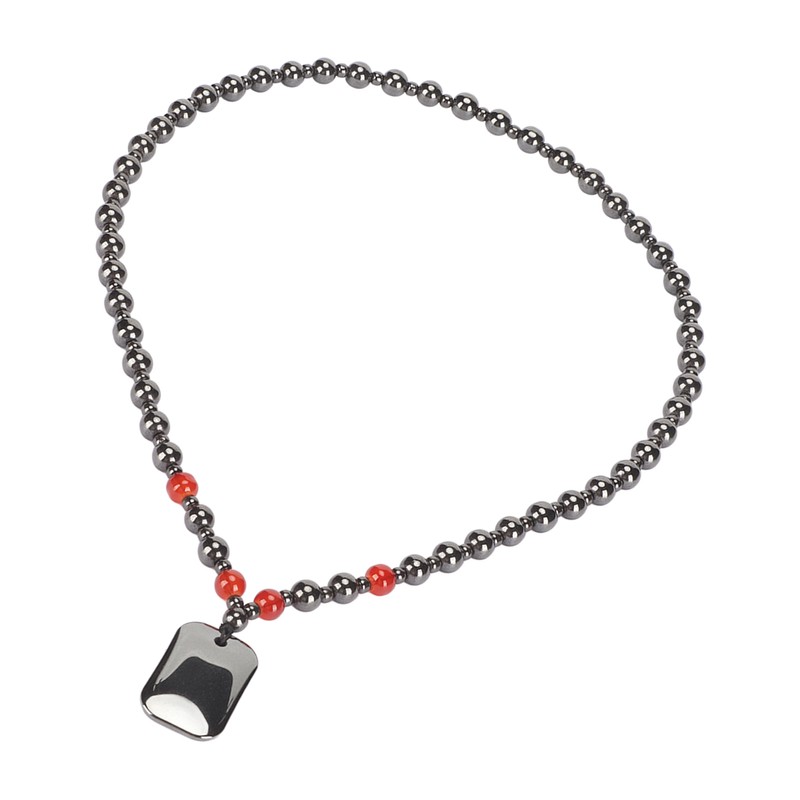 Terahertz Beaded Necklace Fashionable Rectangular Pendant Soreness Relief Energy Stone