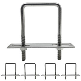 duoyif U Bolt M6 5 Pieces 45 mm x 80 mm U Bolt Square, U-Bolt U Bracket, U Screws Stainless Steel with Nut Frame Plate, U Bolt for Pipe Fixing Car Towing (M6 45 x 80 mm)