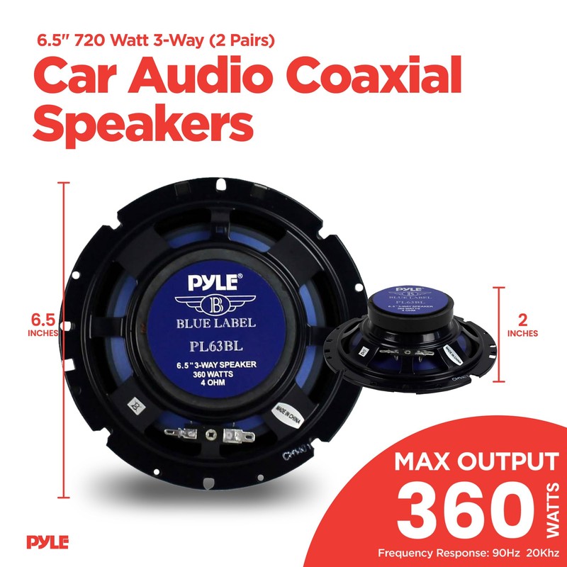 4 New Pyle PL63BL 6.5" 720 Watt 3-Way Car Audio