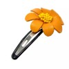 AeraVida Stylish and Chic Yellow Orange Flower Genuine Leather Barrette