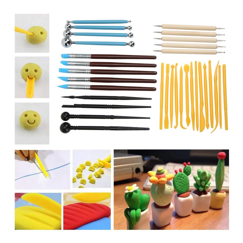 Clay Sculpting Tools Kit 33pcs Ball Stick Silicone Pen Portable