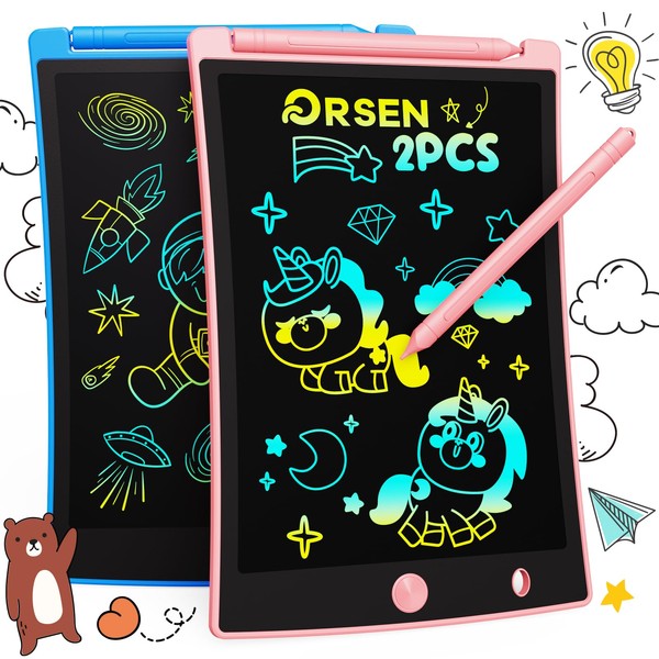 ORSEN 2 Pack LCD Writing Tablet for Kids, Colorful Doodle Board Drawing Pad for Kids, Learning Educational Toy Gift for Age 3 4 5 6 7 8 Year Old Girls Boys Toddlers