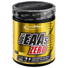 IronMaxx 100% EAAs Zero - Tropical 500g Dose | EAA-Pulver, vegan und zuckerfrei mit allen 8 essentiellen Aminosäuren | fruchtiger Geschmack, frei von Konservierungsstoffen