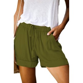 Daspkuwy Shorts Womens Spring Autumn Cool Soft Pajama Womens Cotton Shorts Pull on Trip Flouncy Summer Beach Ladies Shorts Size 20-22 Sage Green S