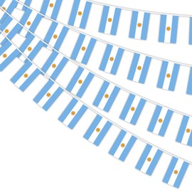 AhfuLife Argentina Bunting with 30 Pieces Argentina Flags, 4 Pieces 14 x 21 cm - 10 m Double-Sided Rectangle Fabric Argentina Bunting Flag for 2025 Football World Cup Olympic Home Garden Party Bar