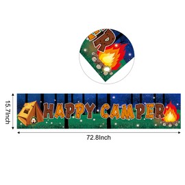 Camping Party Decorations Happy Camper Banner, Camping Theme Birthday Party Supplies, Camp Adventure Baby Shower Indoor Outdoor Party Decor
