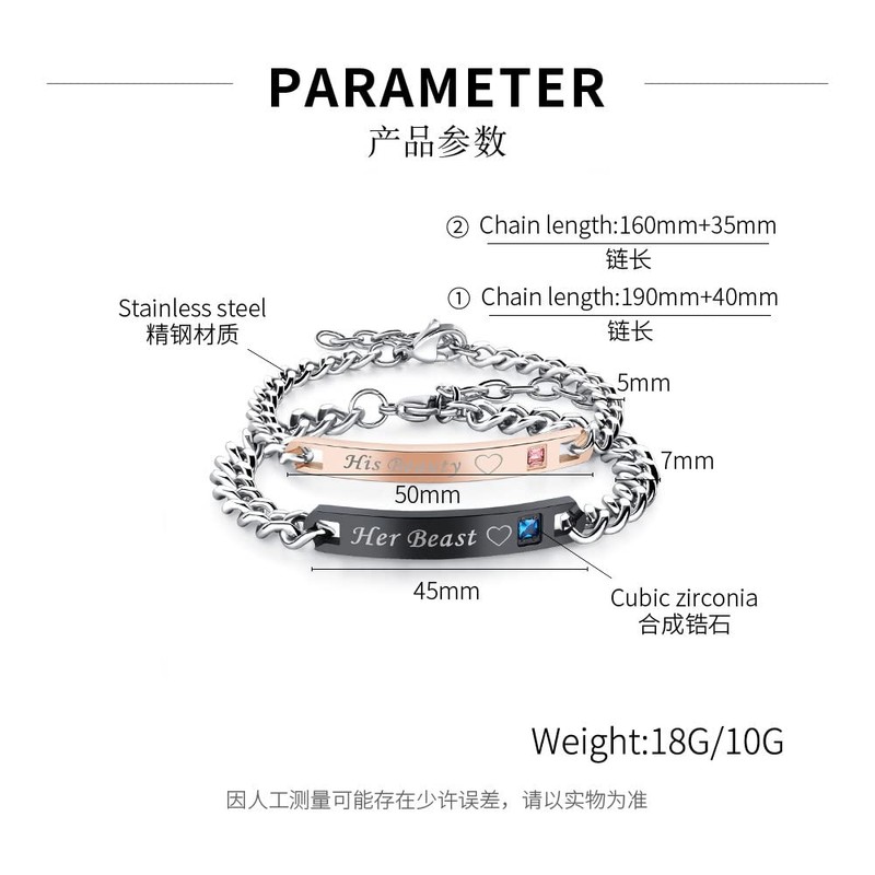 fdsmall Bracelets for Couples His Queen Her King Couple Bracelet