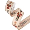 Wired Edge Christmas Ribbon with Glitter, Nutcracker Ivory Satin Toy